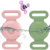 Waterproof Airtag Dog Collar Holder Compatible with Apple AirTag, Silicone Waterproof Air Tag Case for Dog Collar, Anti-Lost AirTag Holder for Pet Cat Dog GPS Tracker (2 Pack,Pink & Green)